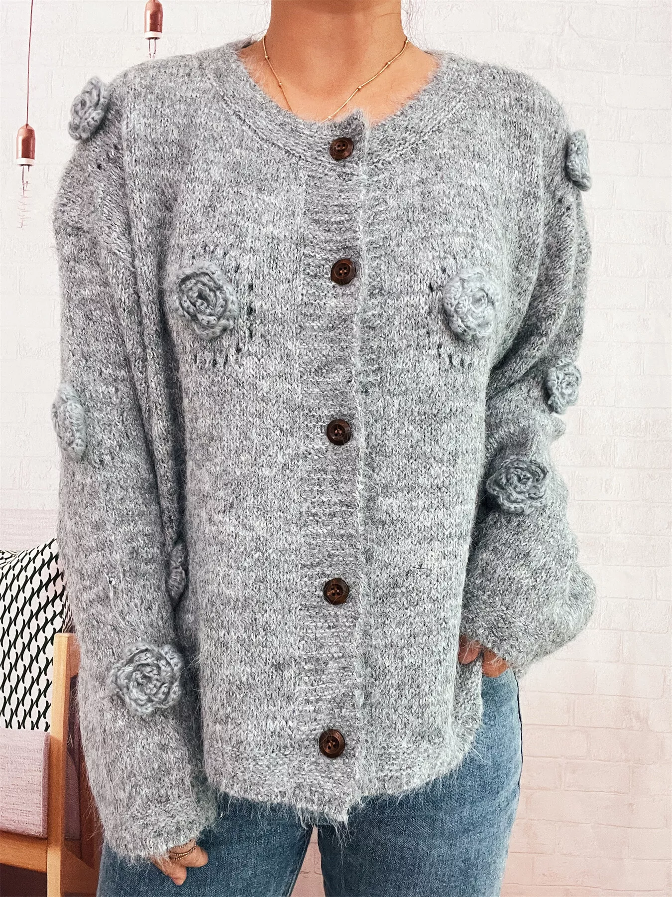 Flower Button-Up Cardigan - Image 2