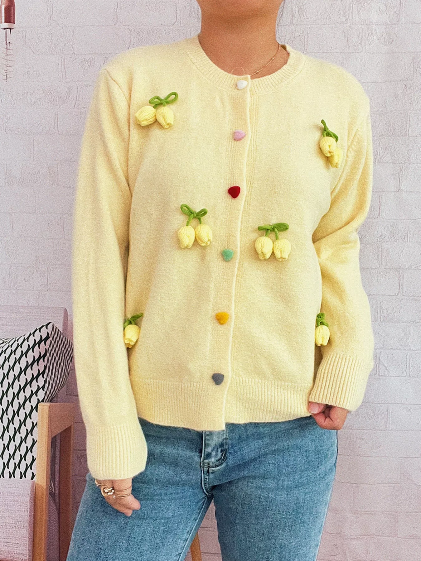 Flower Button Up Long Sleeve Cardigan - Image 22