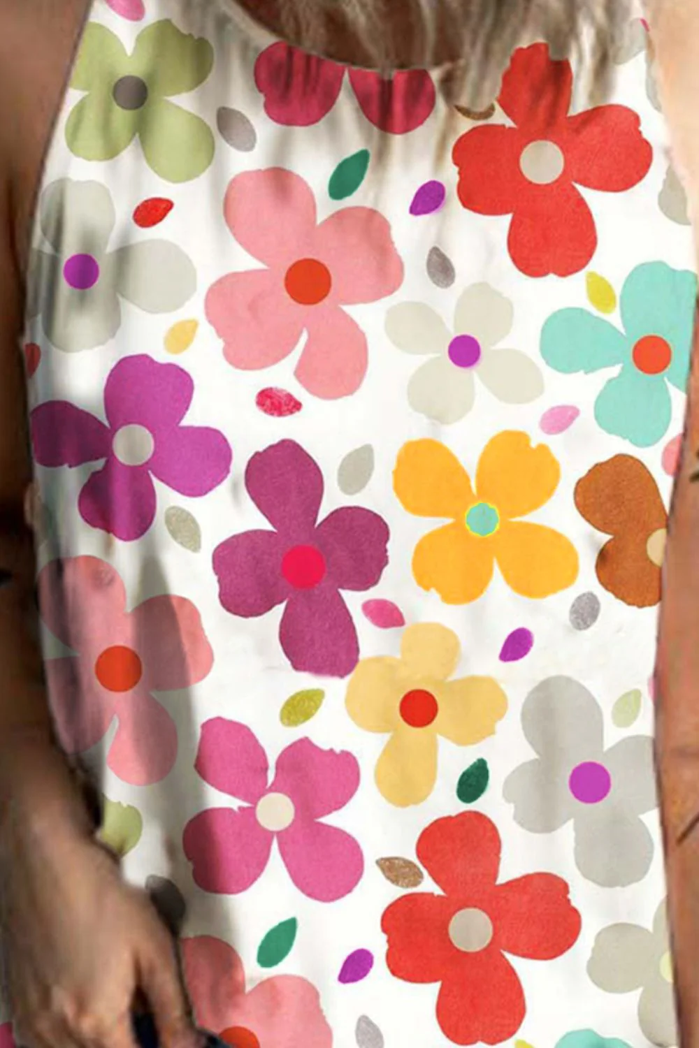 Flower Printed Round Neck Tank - Image 3
