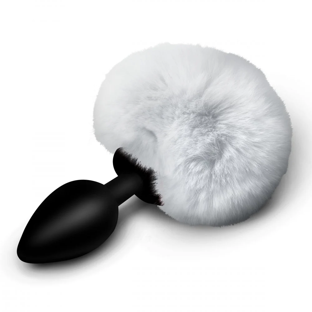 Fluffy Bunny Tail Silicone Plug - White - Image 3