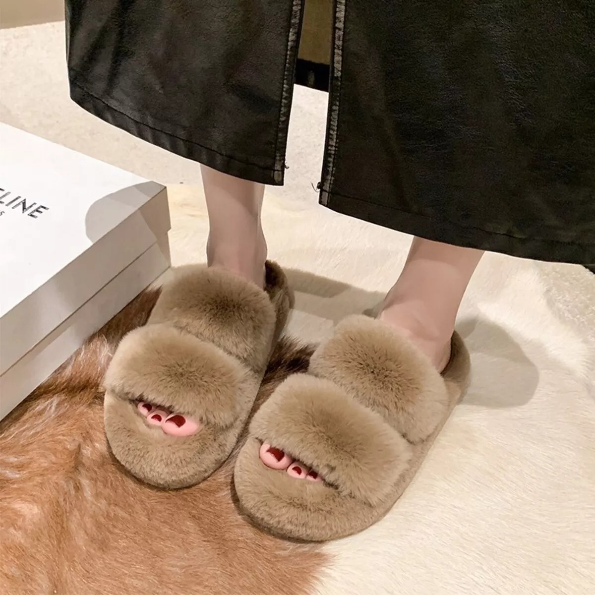 Fluffy Open Toe Slippers - Image 7