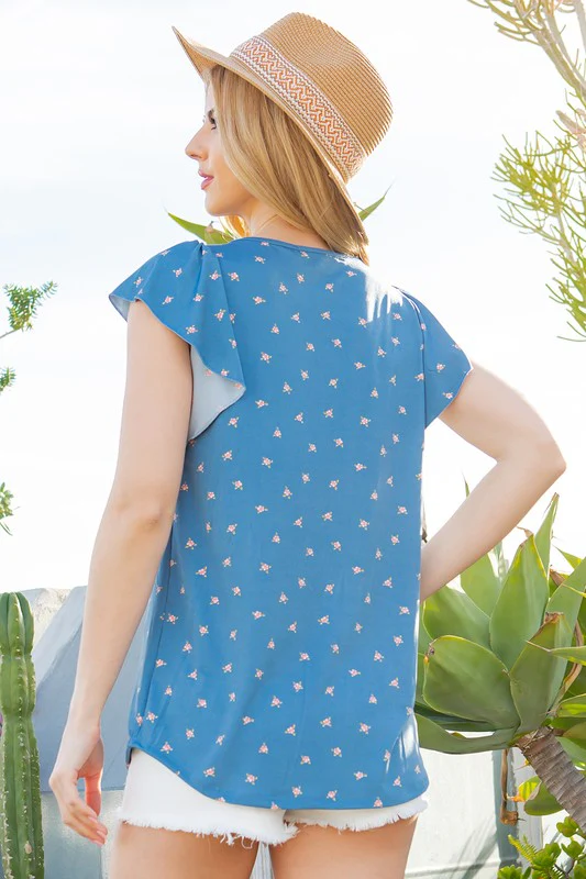 Flutter Sleeve Knit Jersey Top - Image 13