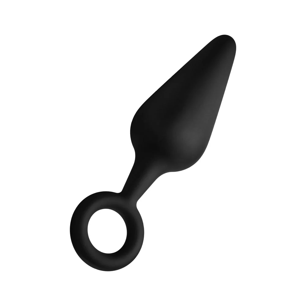 Forto F-10 Silicone Anal Plug with Pull Ring Large Black - Image 2
