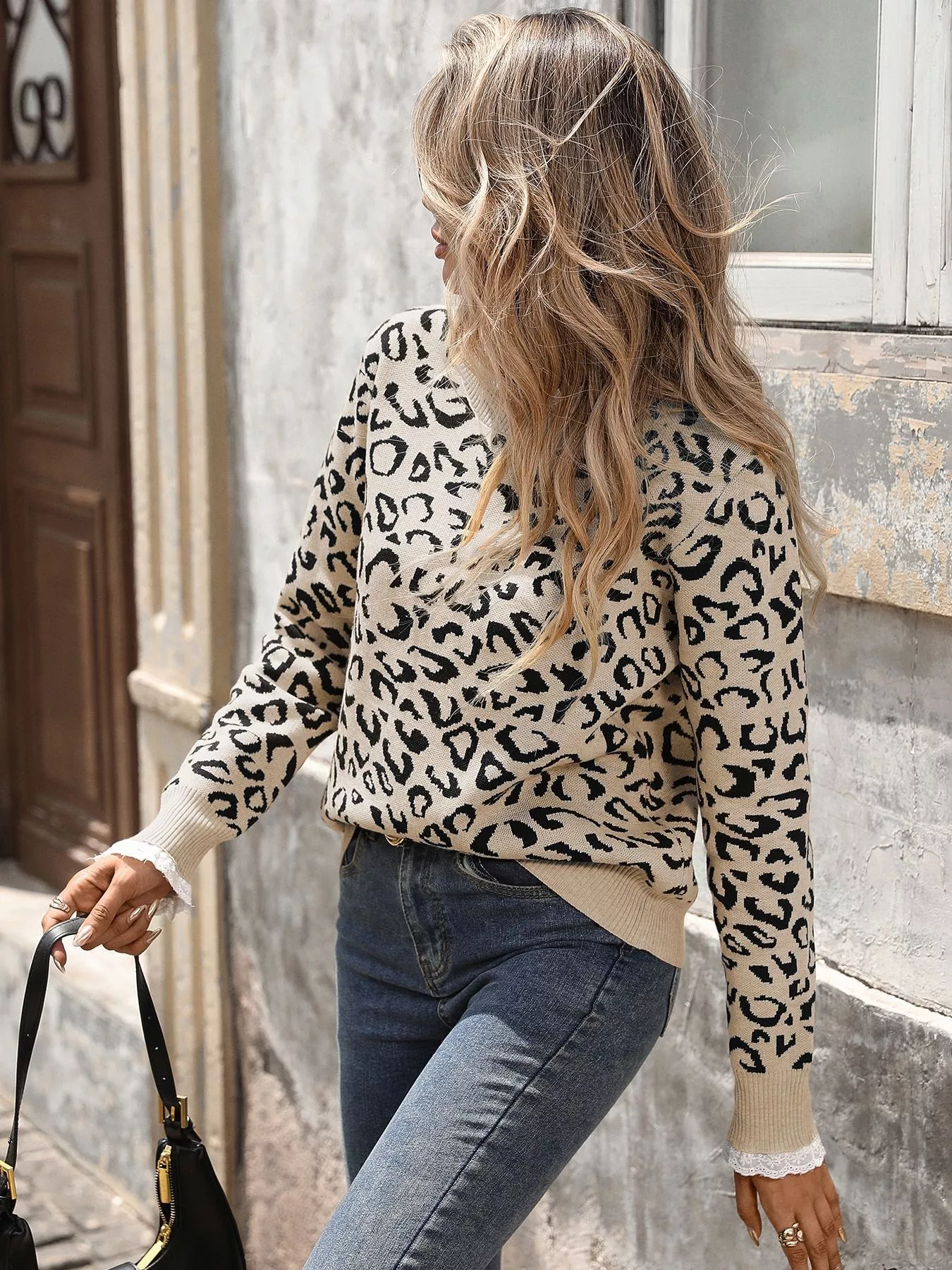 Frill Leopard Long Sleeve Sweater - Image 2