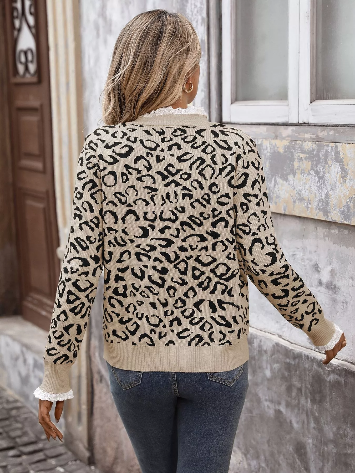Frill Leopard Long Sleeve Sweater - Image 6