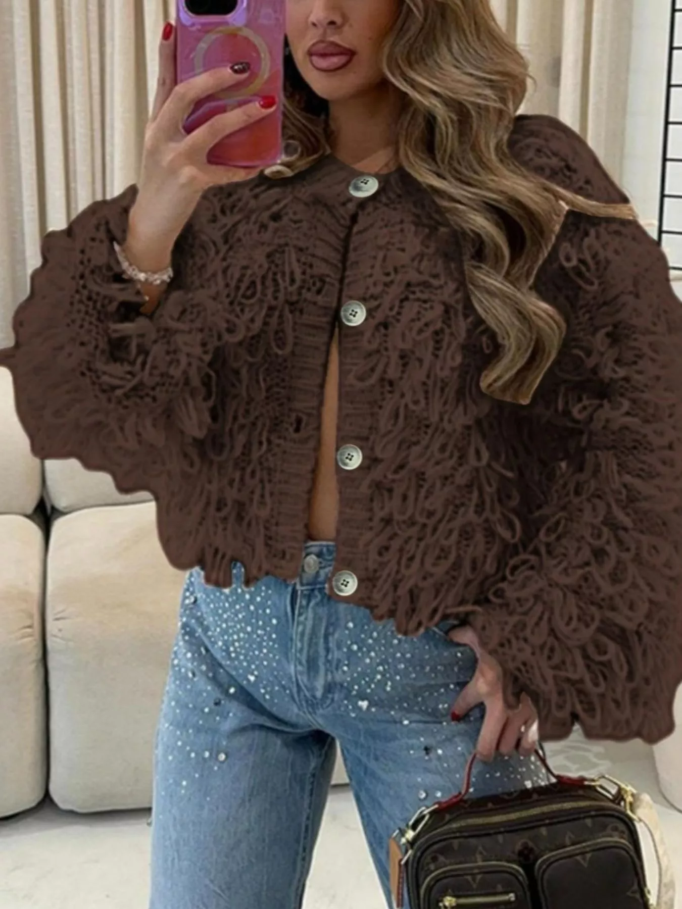 Fringe Button Up Cardigan - Image 11