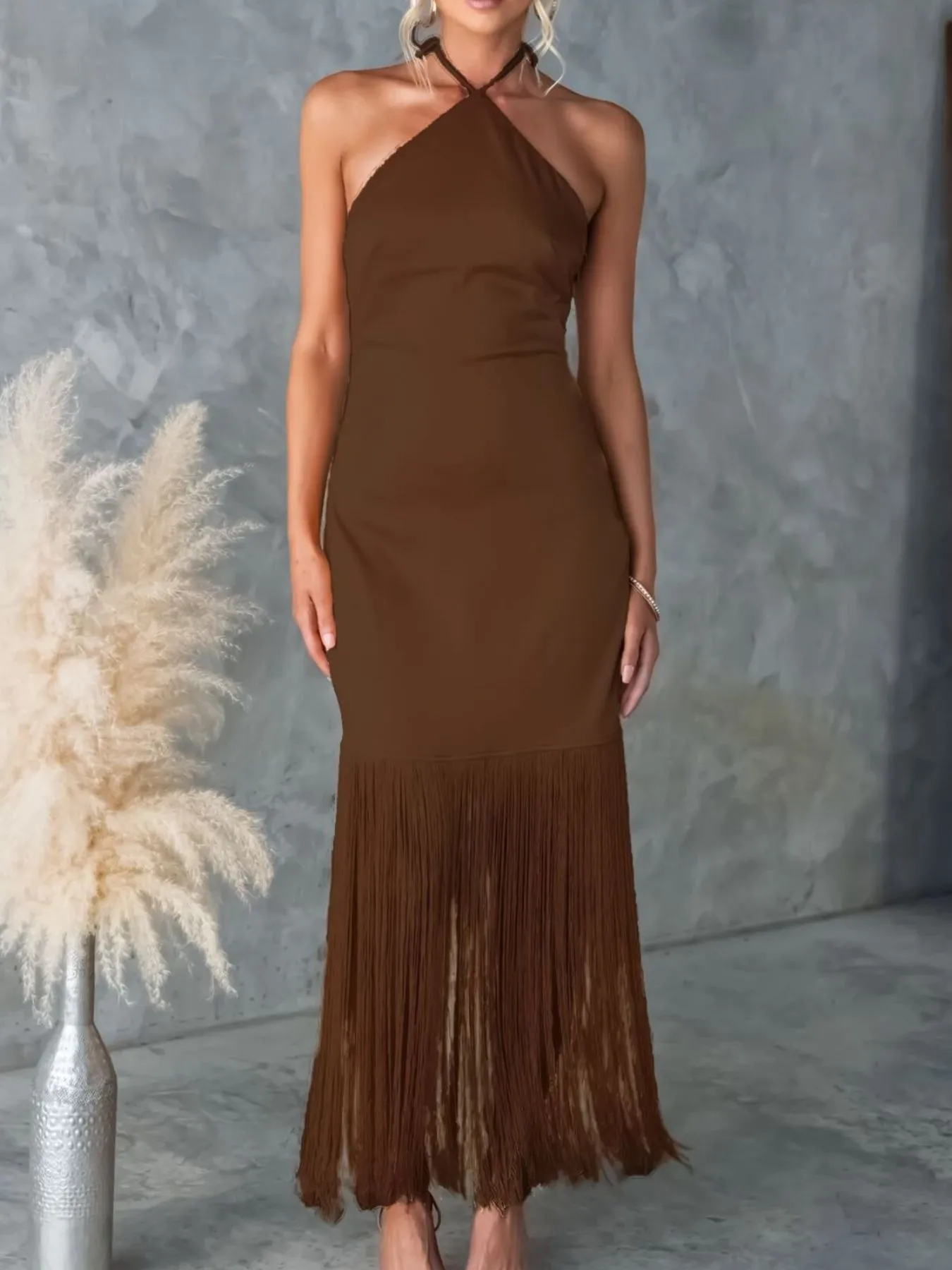 Fringe Halter Neck Dress - Image 19