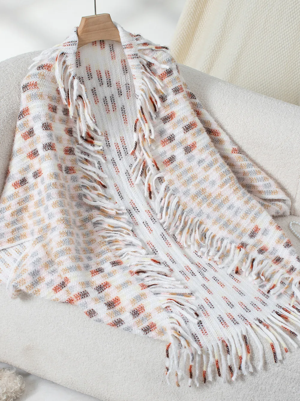 Fringe Open Front Half Sleeve Poncho - Image 9