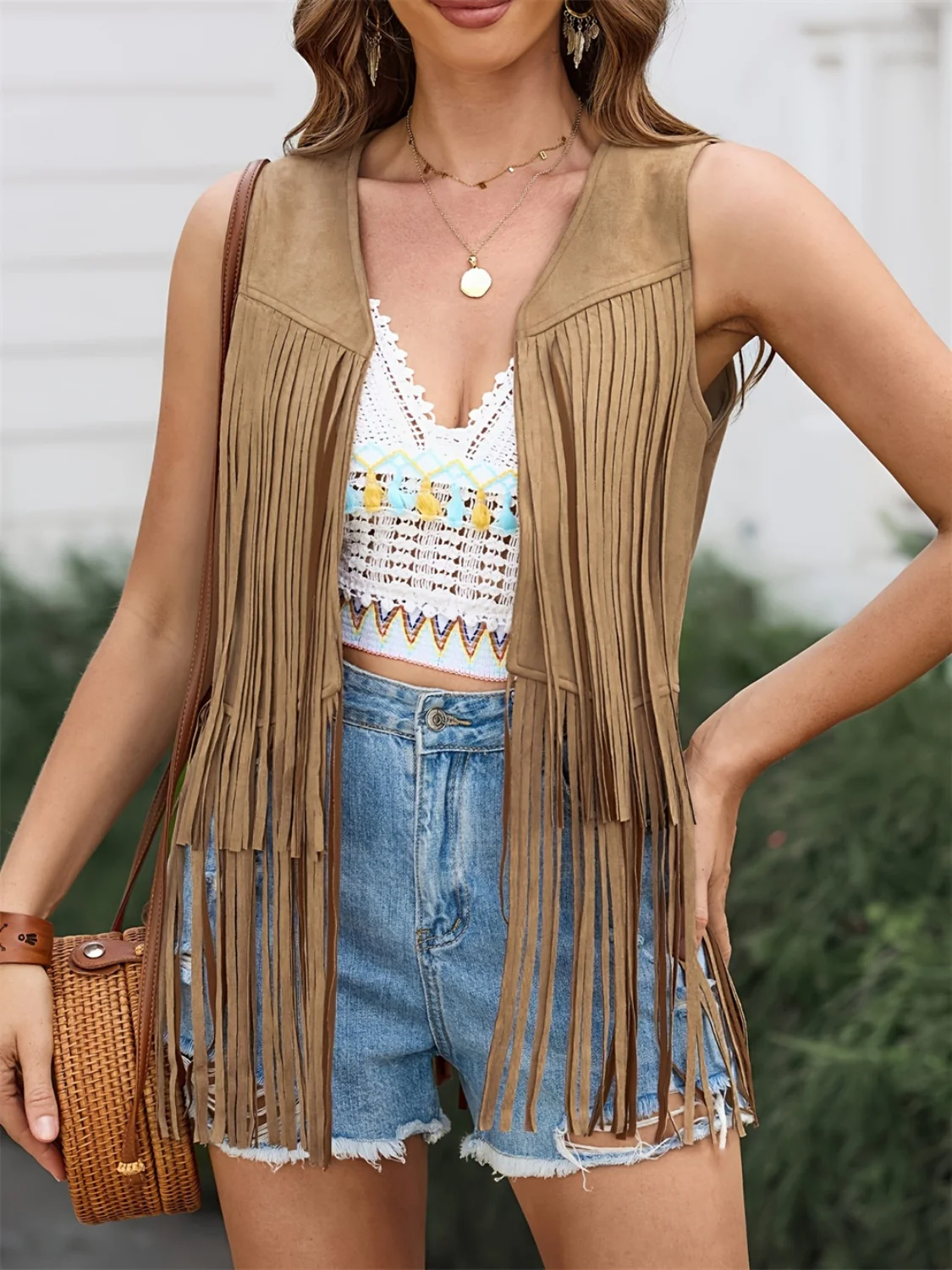 Fringe Open Front Vest Coat - Image 2