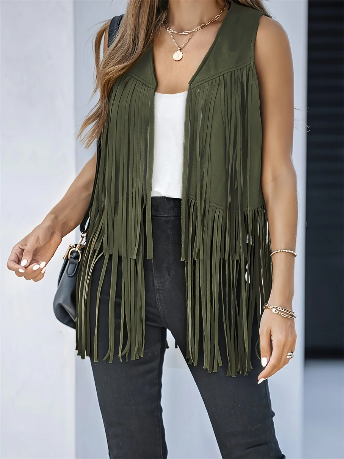 Fringe Open Front Vest Coat - Image 24