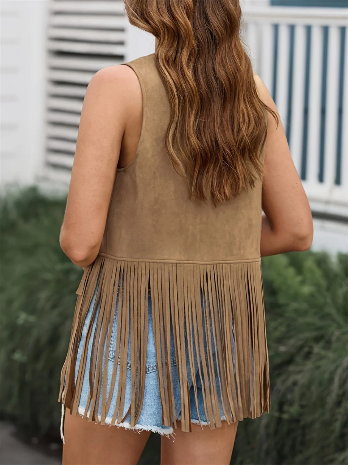 Fringe Open Front Vest Coat - Image 3