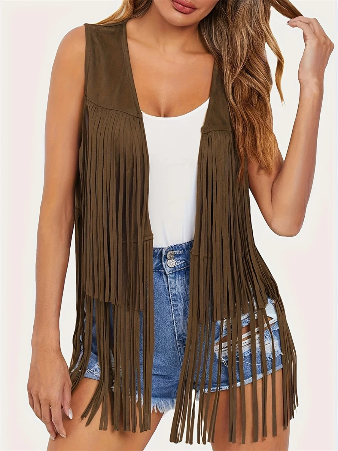Fringe Open Front Vest Coat - Image 31