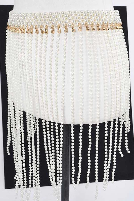 Fringe Pearl Statement Chain Belt - Image 2