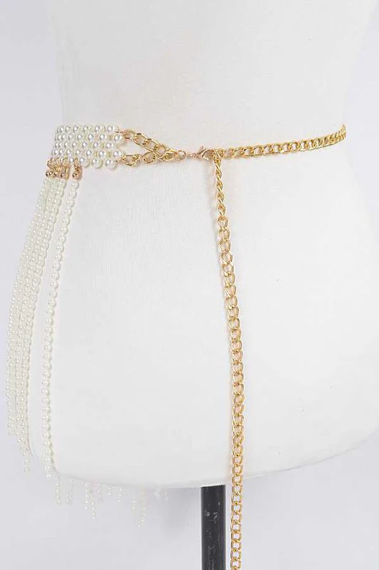 Fringe Pearl Statement Chain Belt - Image 4