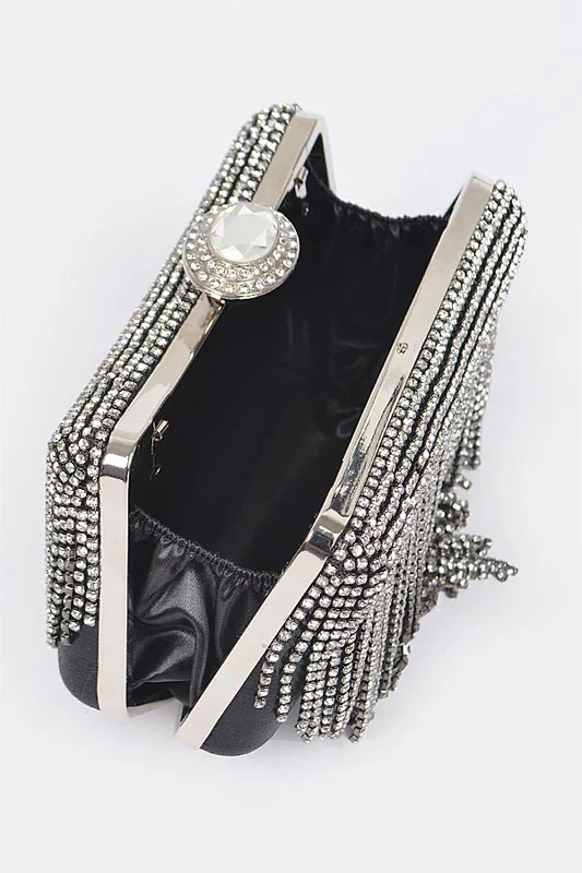 Fringe Rhinestone Box Clutch Bag - Image 6