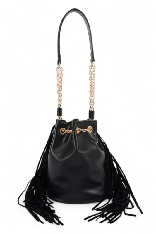 Fringed Accent Boho Bucket Bag - Image 2