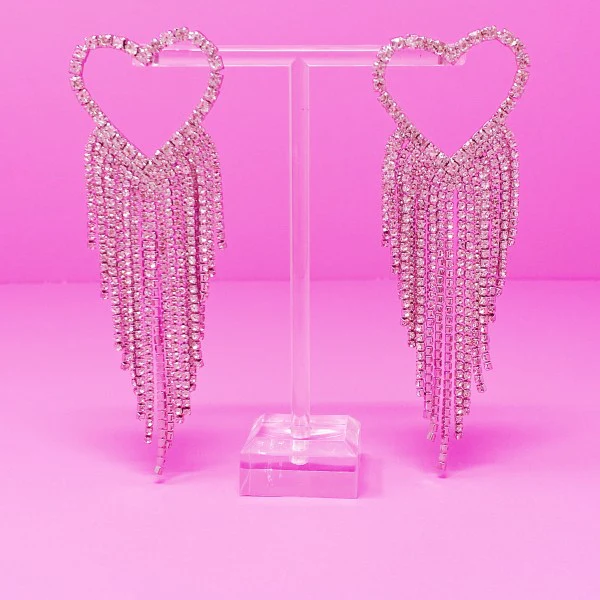 Fringed Shine Heart Earrings - Image 4