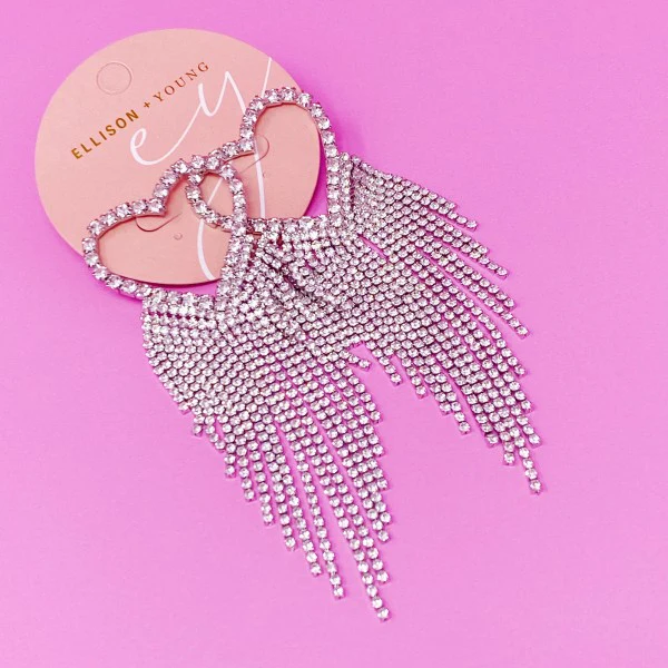 Fringed Shine Heart Earrings - Image 5