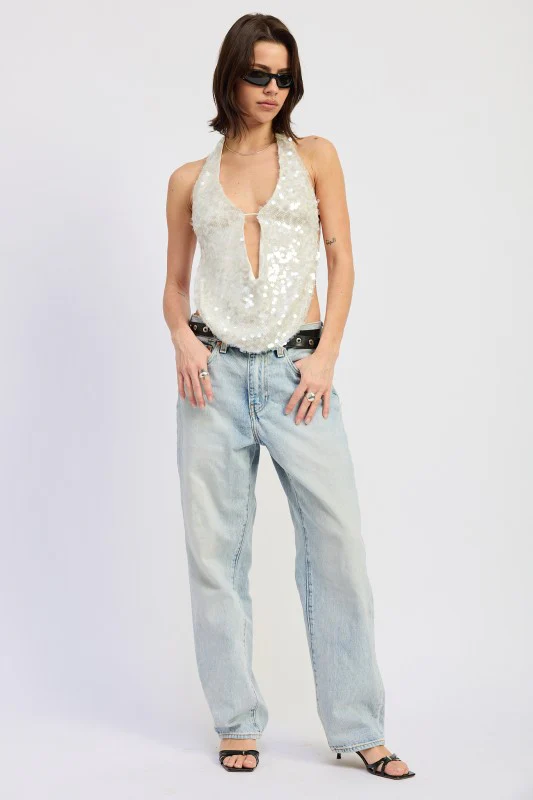 FRONT TIE SEQUIN HALTER TOP - Image 12