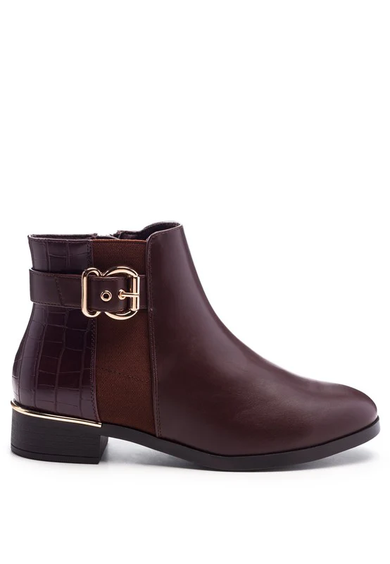 FROTHY BUCKLED ANKLE BOOT WITH CROC DETAIL - Image 11