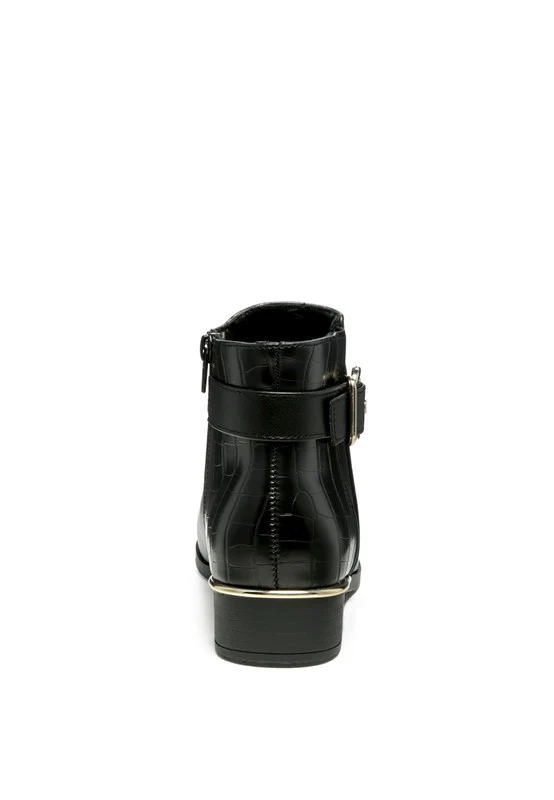 FROTHY BUCKLED ANKLE BOOT WITH CROC DETAIL - Image 5
