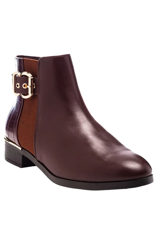 FROTHY BUCKLED ANKLE BOOT WITH CROC DETAIL - Image 9