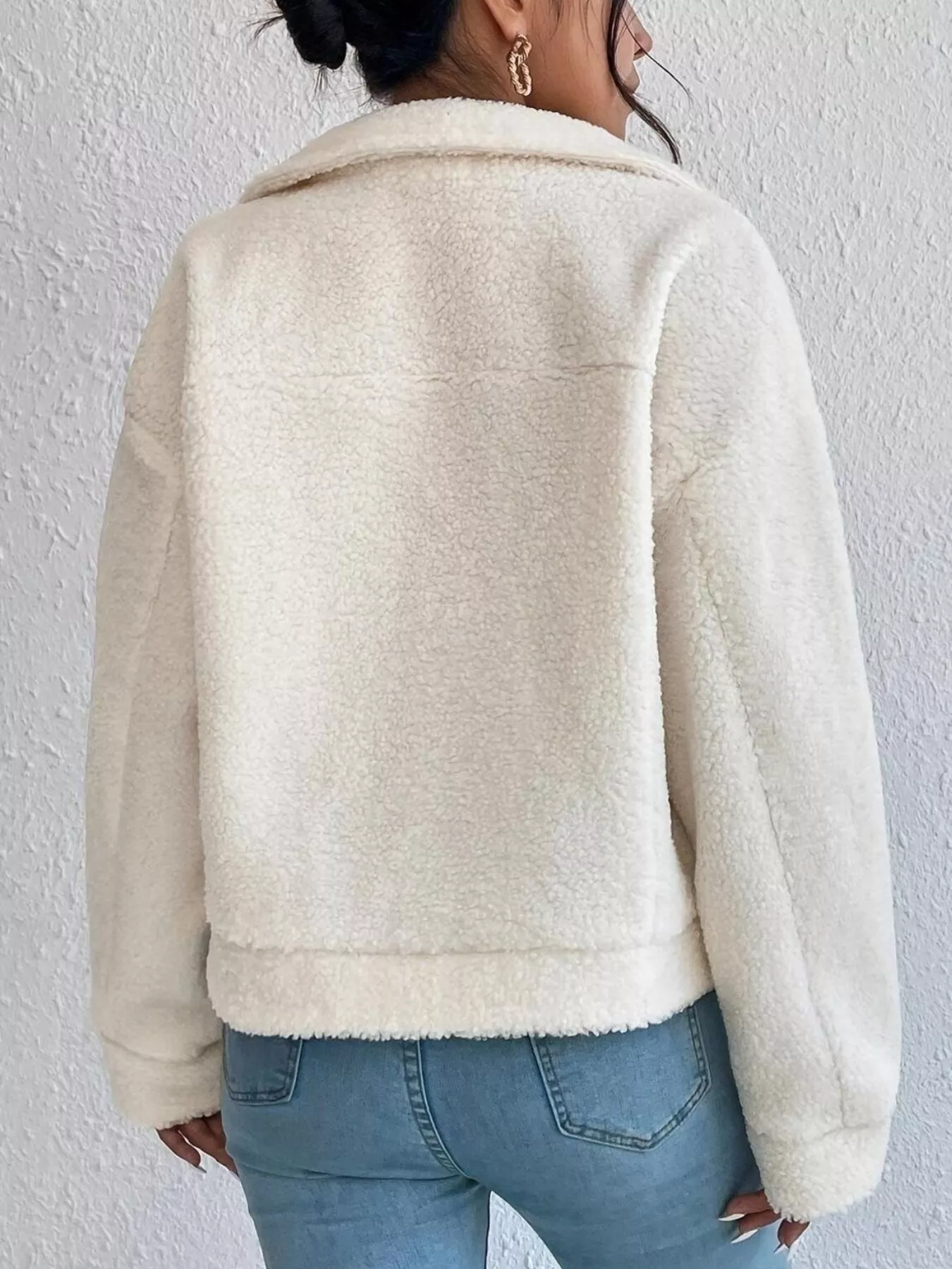 Full Size Cozy Faux Shearling Button-Up Jacket Plus Size - Image 6
