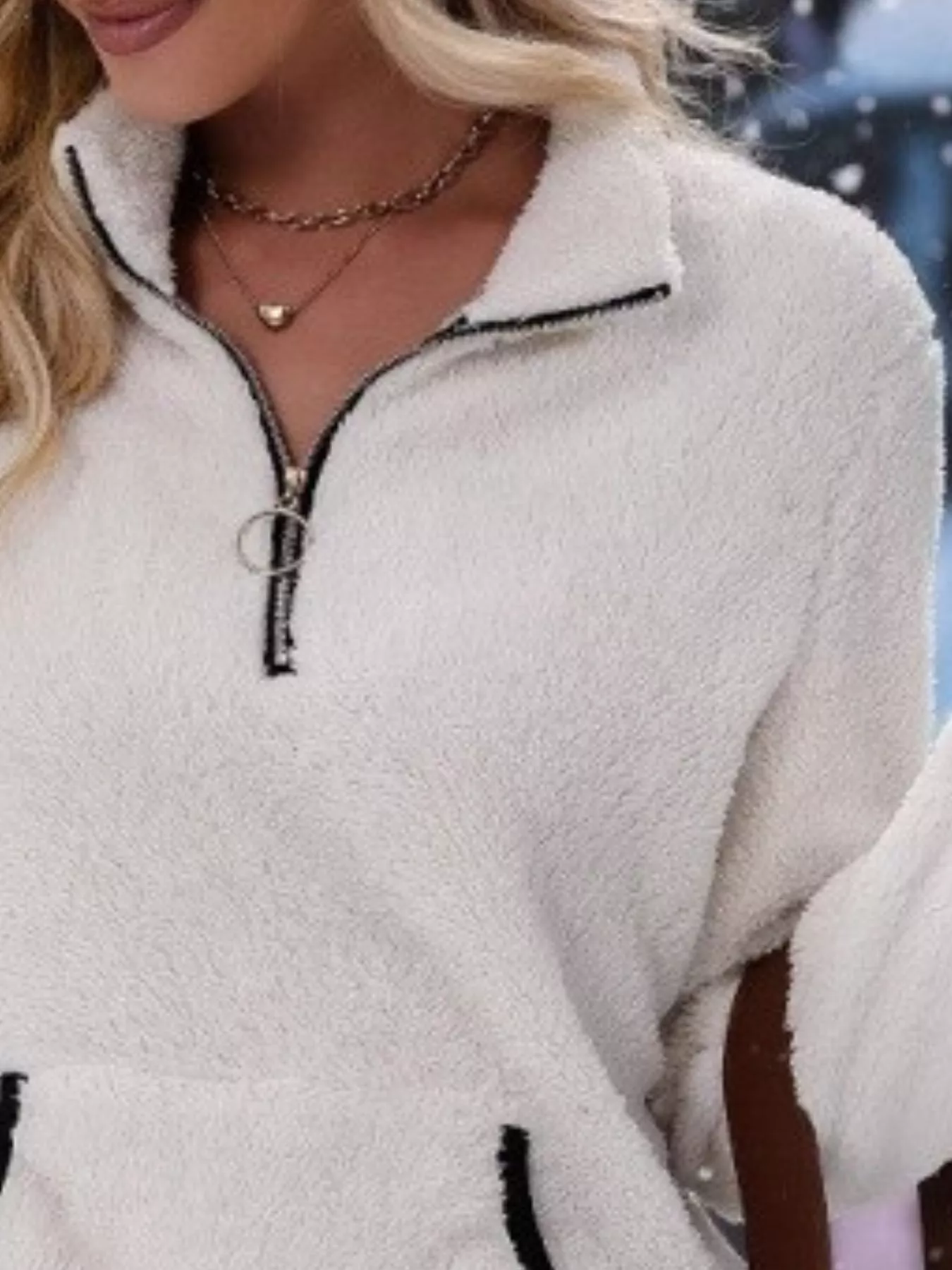 Full Size Cozy Fleece Quarter Zip Long Sleeve Sweatshirt Plus Size - Image 6