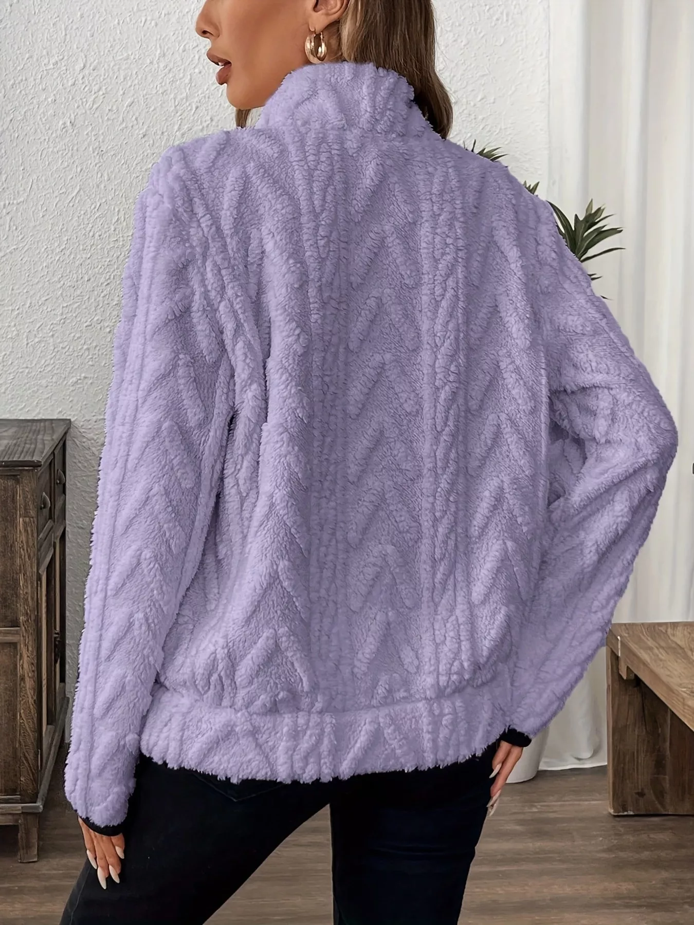 Full Size Fleece Half Zip Sweatshirt Plus Size - Image 15