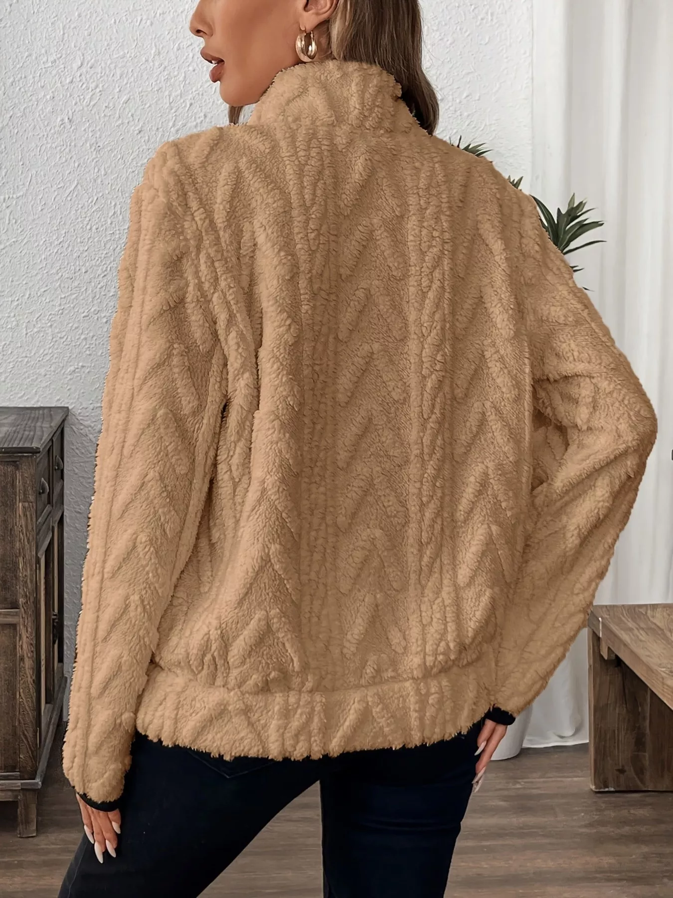 Full Size Fleece Half Zip Sweatshirt Plus Size - Image 21