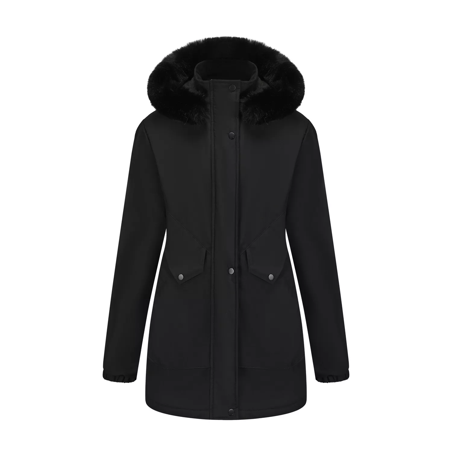 Full Size Fur Hooded Warm Winter Parka Outerwear Plus Size - Image 23