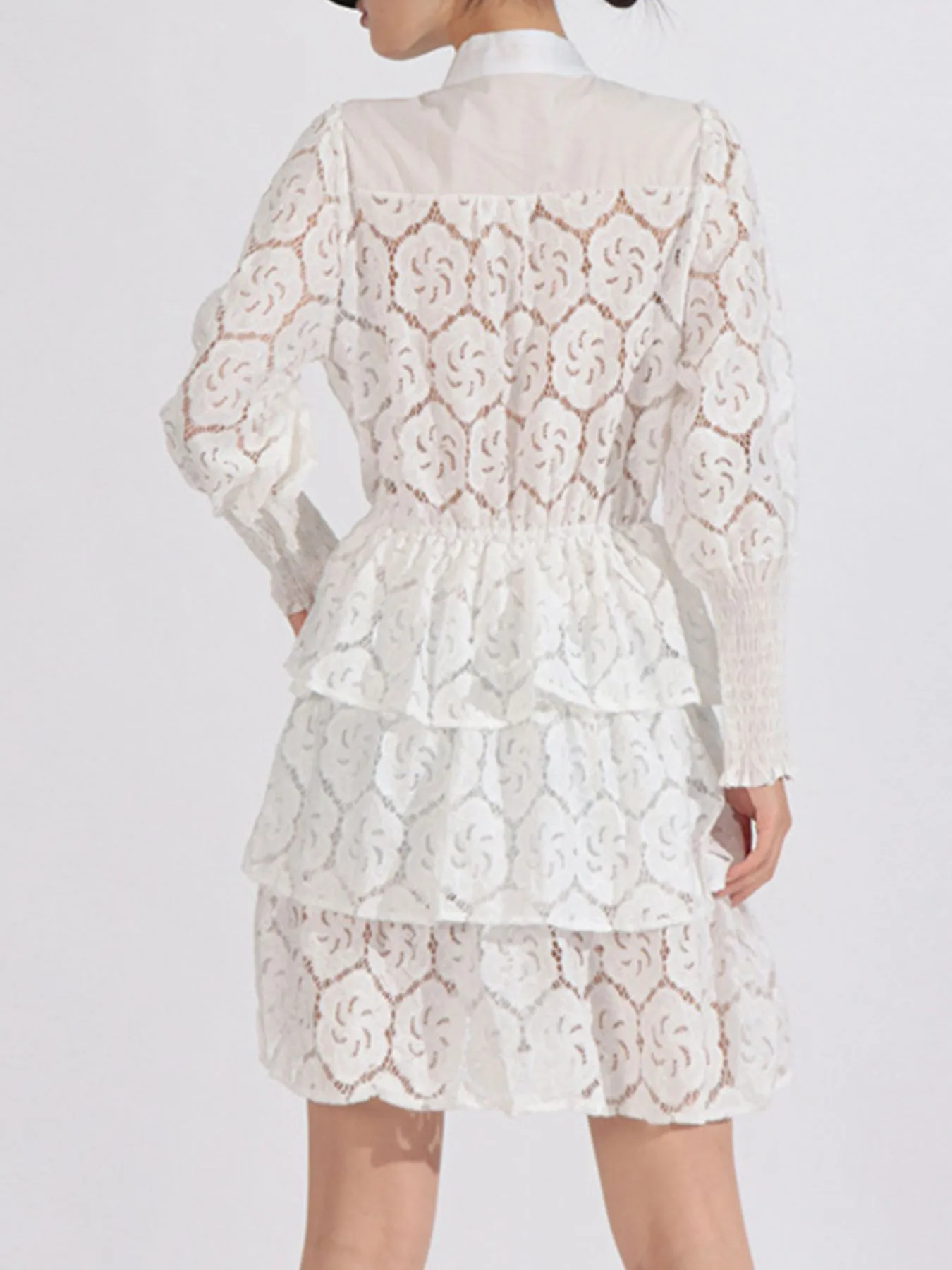Full Size Lace Layered Long Sleeve Dress Plus Size - Image 5