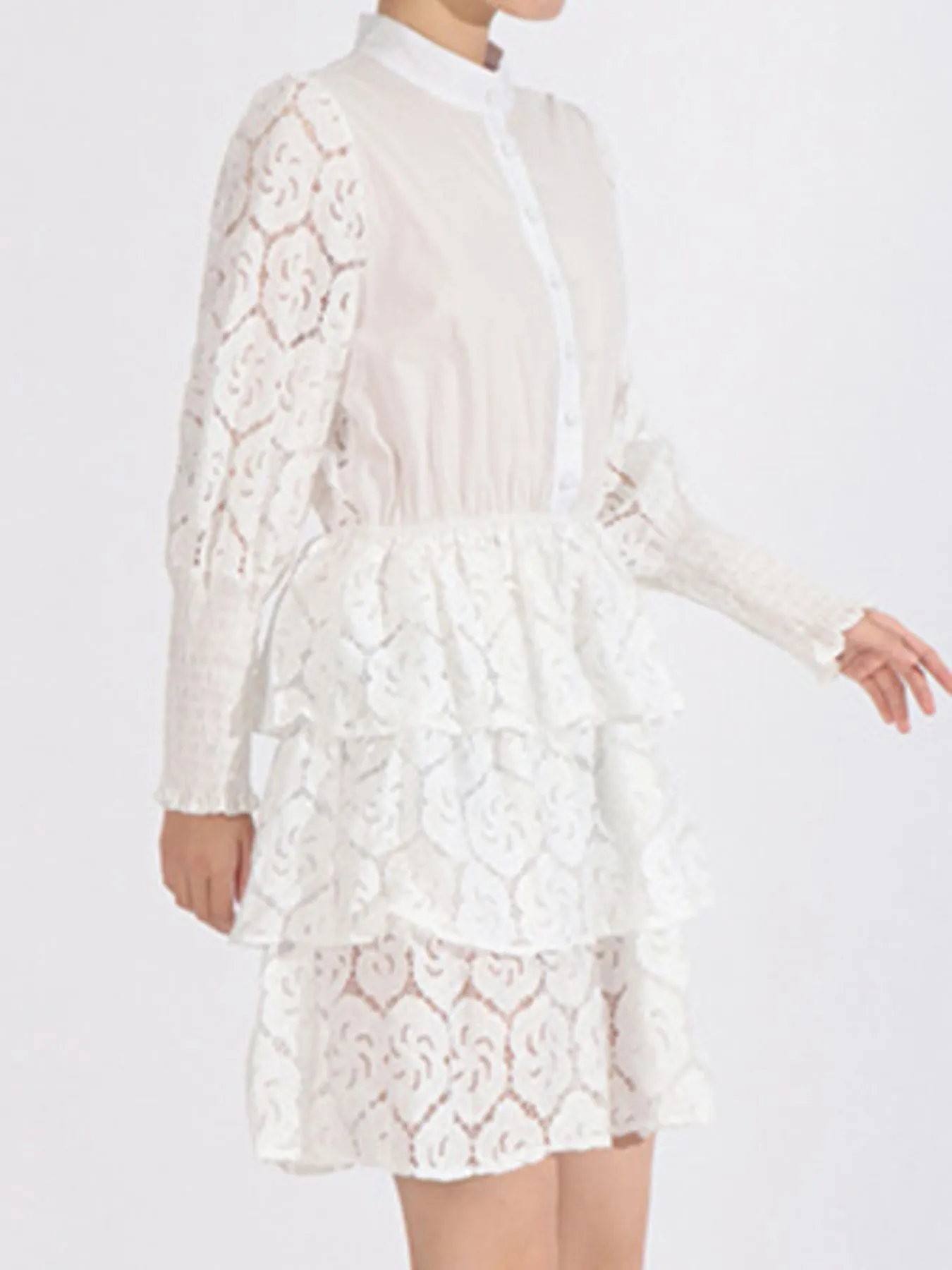 Full Size Lace Layered Long Sleeve Dress Plus Size - Image 7