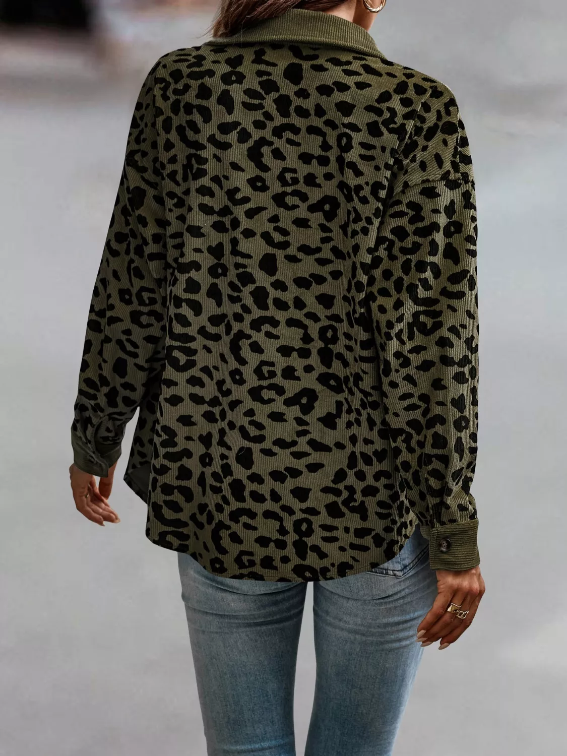 Full Size Leopard Print Button-Down Jacket Plus Size - Image 12