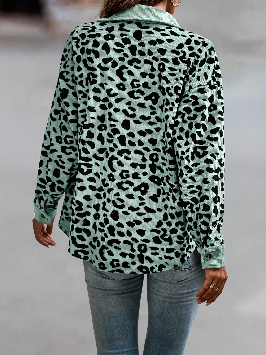 Full Size Leopard Print Button-Down Jacket Plus Size - Image 15