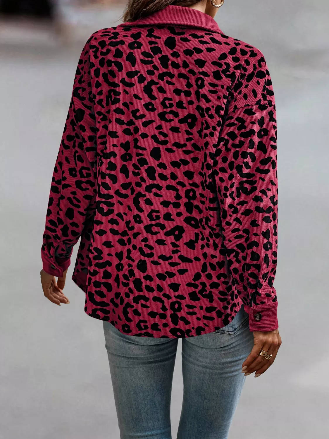 Full Size Leopard Print Button-Down Jacket Plus Size - Image 21