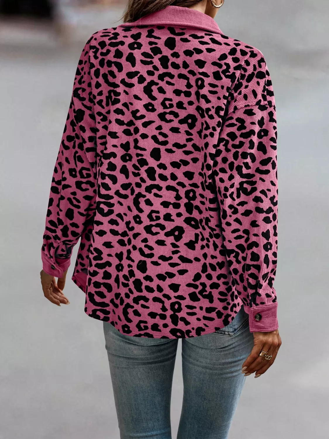 Full Size Leopard Print Button-Down Jacket Plus Size - Image 24