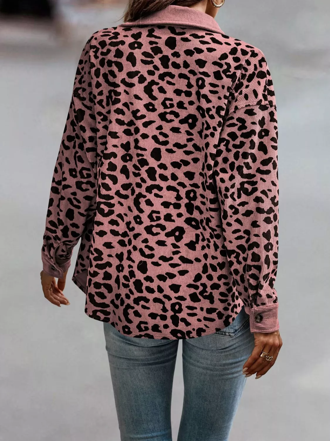 Full Size Leopard Print Button-Down Jacket Plus Size - Image 27