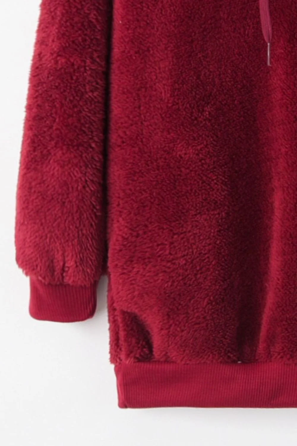 Full Size Quarter-Zip Drawstring Teddy Hoodie - Image 21