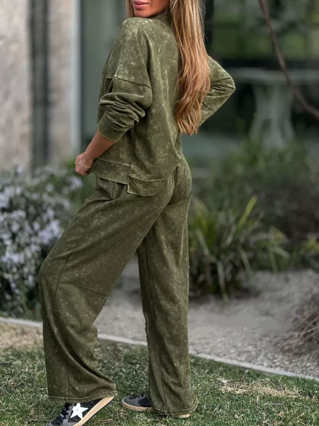 Full Size Round Neck Long Sleeve Top and Pants Set Plus Size - Image 2
