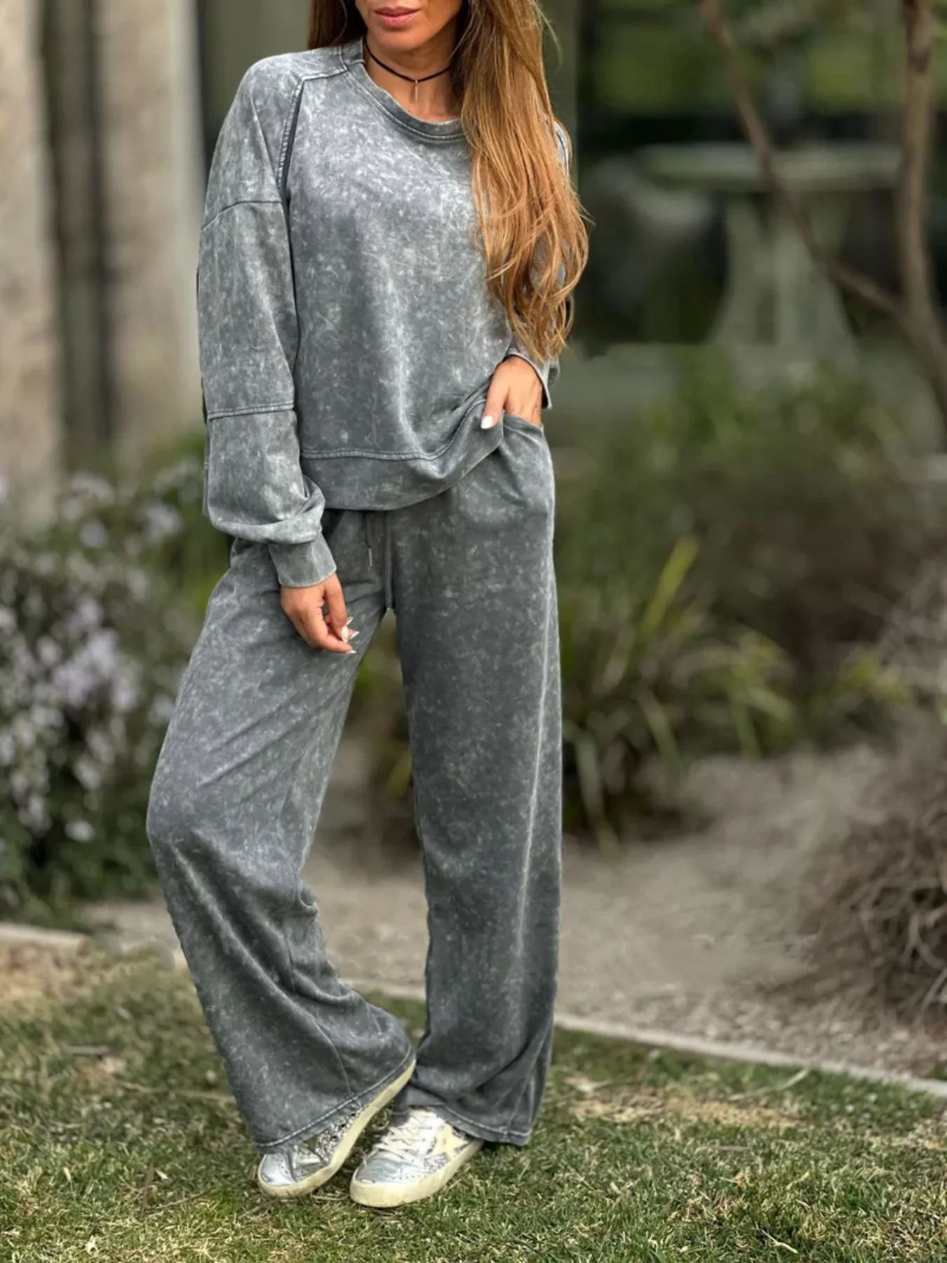 Full Size Round Neck Long Sleeve Top and Pants Set Plus Size - Image 9