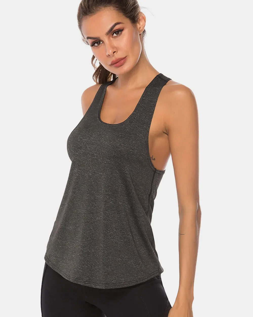 Full Size Scoop Neck Wide Strap Active Tank - Image 3