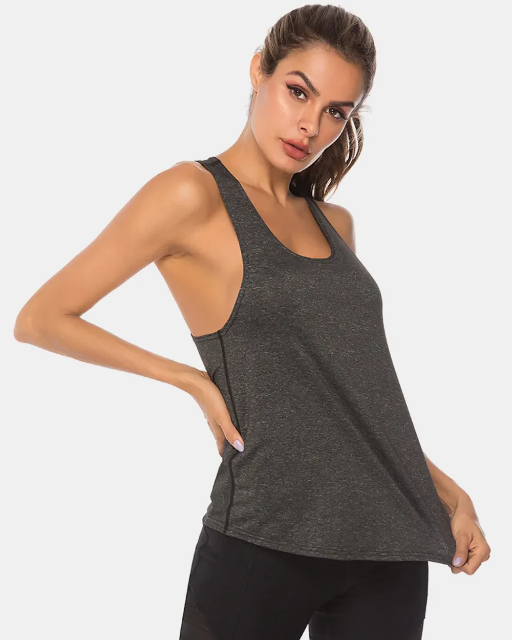 Full Size Scoop Neck Wide Strap Active Tank - Image 4