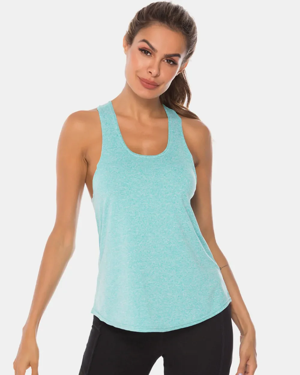 Full Size Scoop Neck Wide Strap Active Tank - Image 9