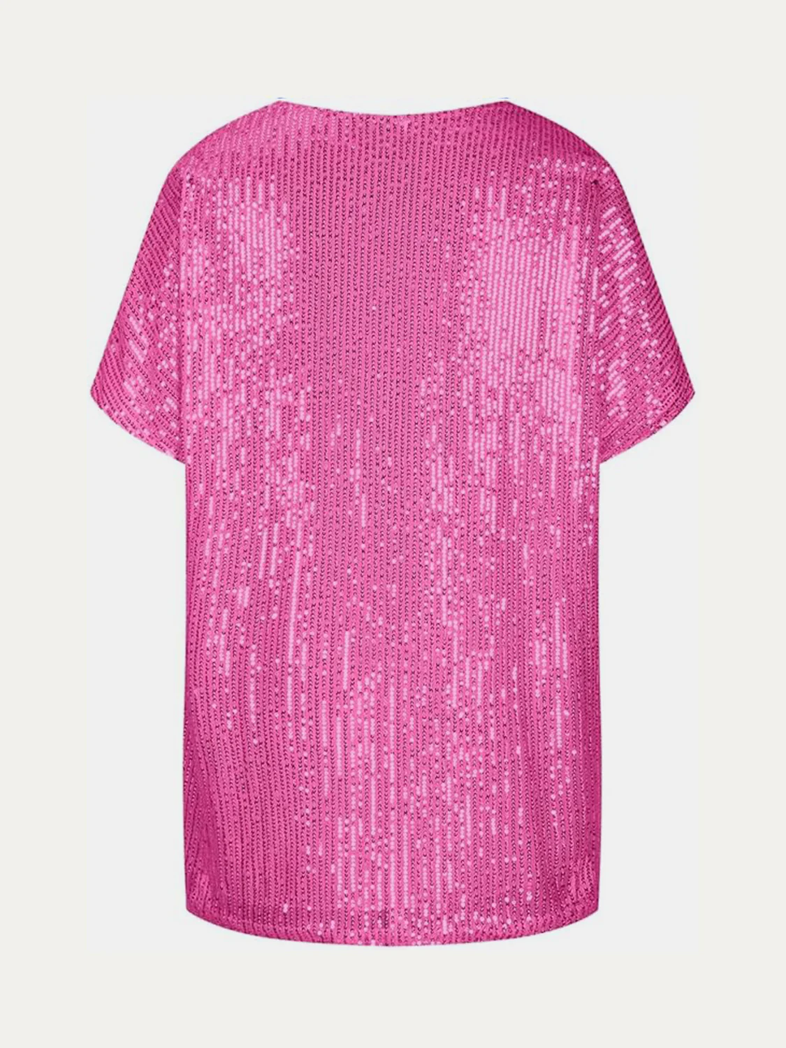 Full Size Sequin V-Neck Short Sleeve Top - Image 25