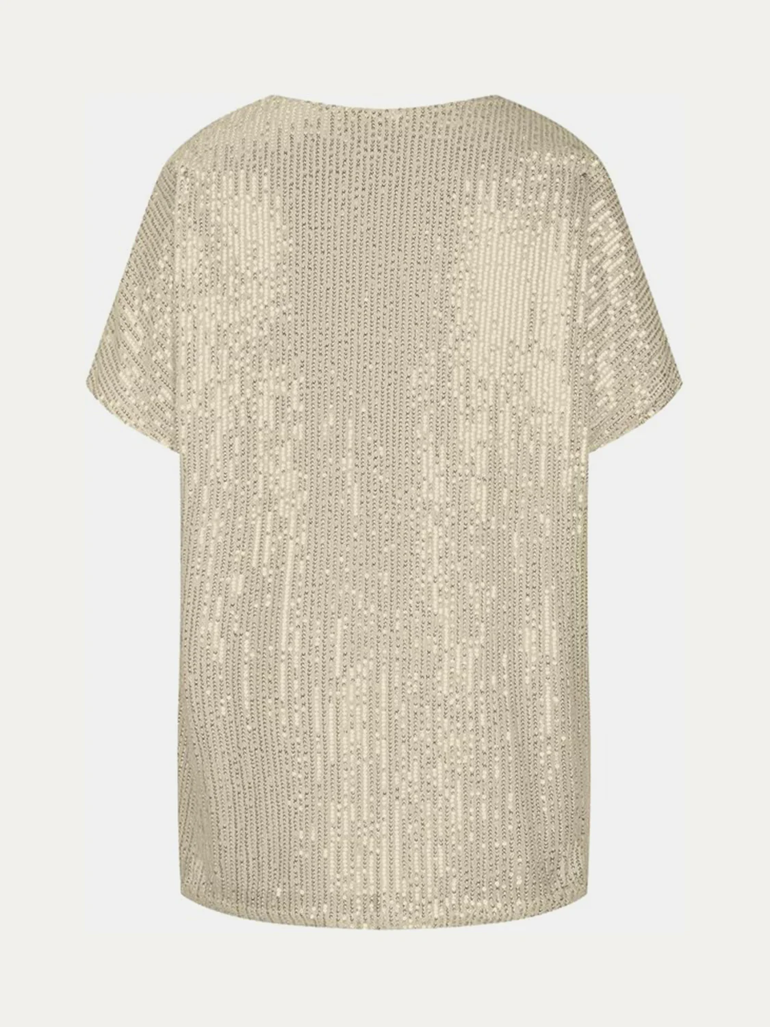 Full Size Sequin V-Neck Short Sleeve Top - Image 4