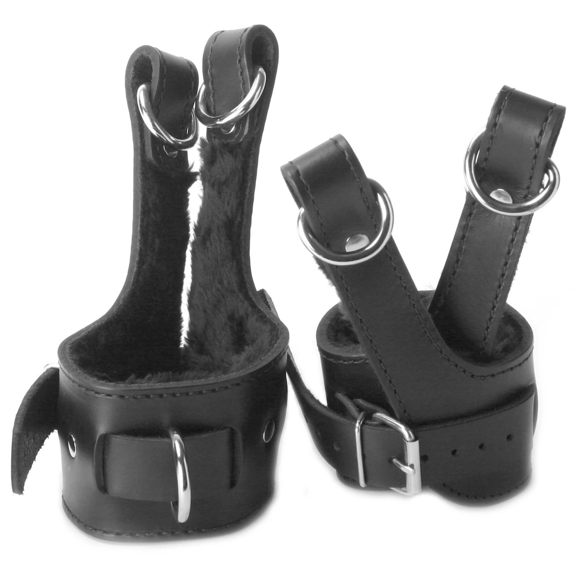 Fur Lined Leather Suspension Cuff Kit With Bondage Ring - Image 3