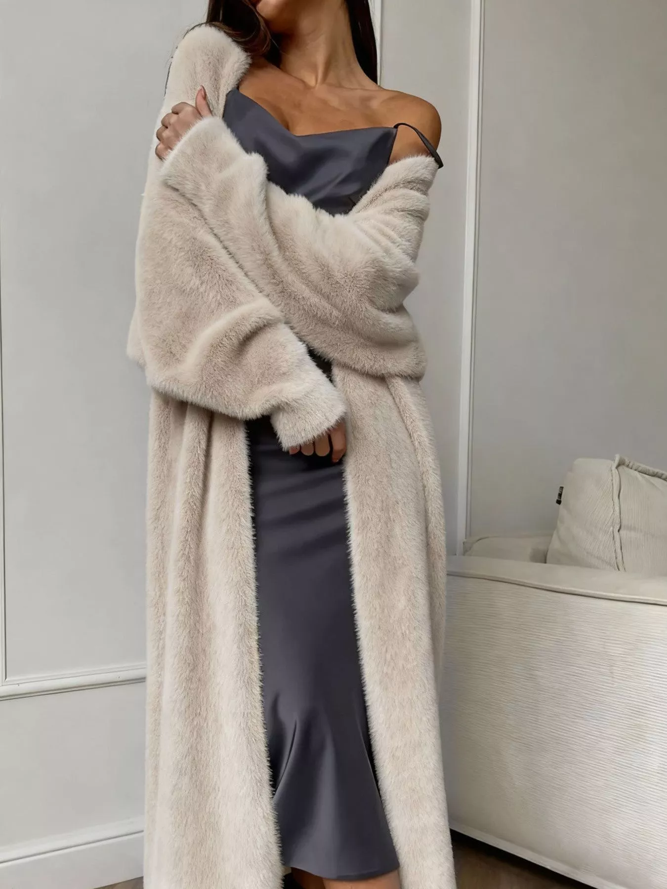 Fuzzy Open Front Longline Cardigan - Image 4