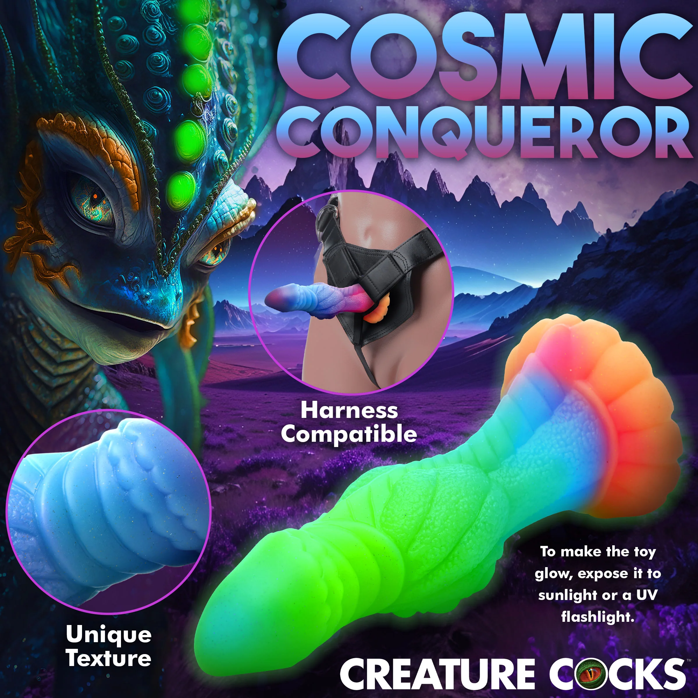 Galactic Cock Alien Creature Glow-in-the-dark Silicone Dildo - Image 4
