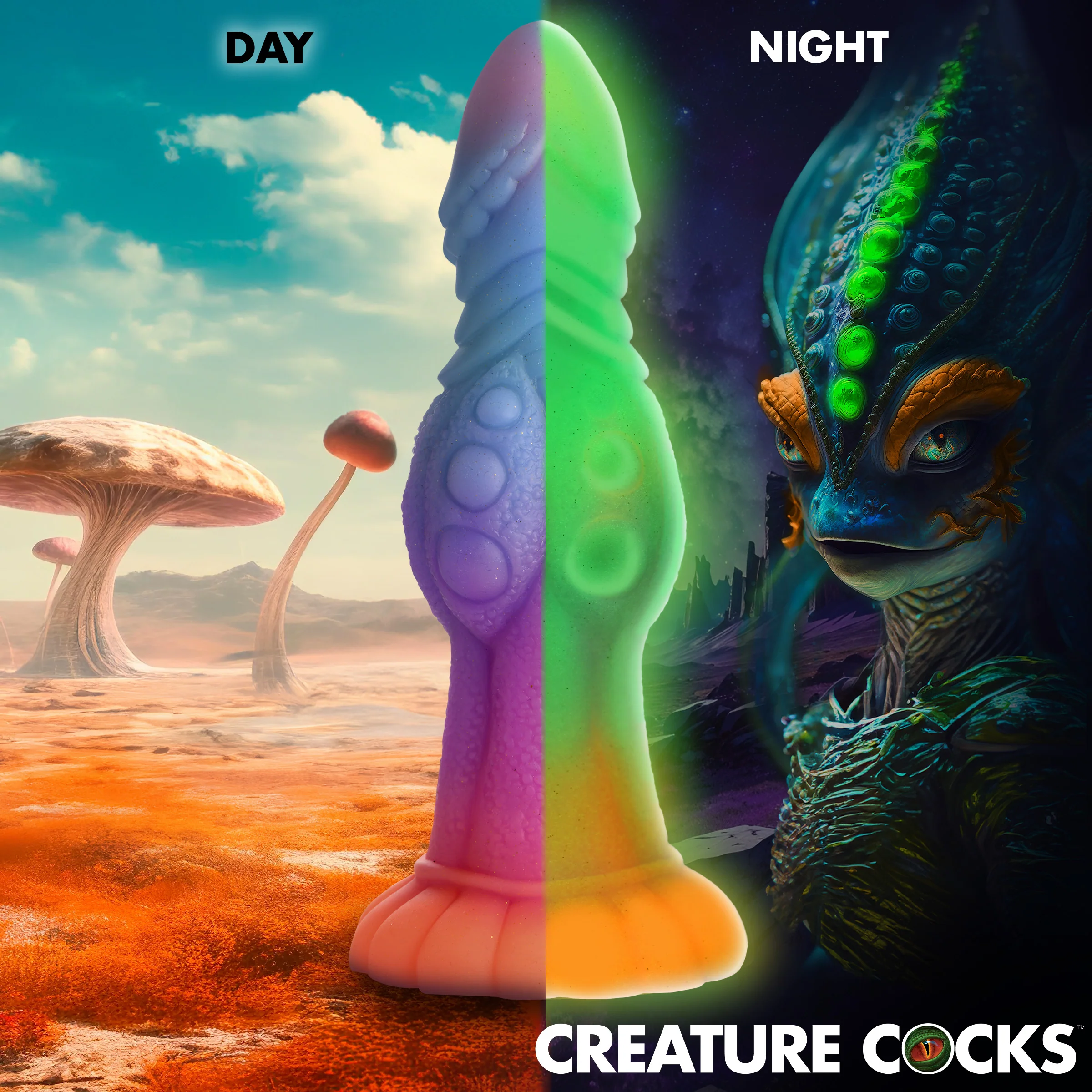 Galactic Cock Alien Creature Glow-in-the-dark Silicone Dildo - Image 9